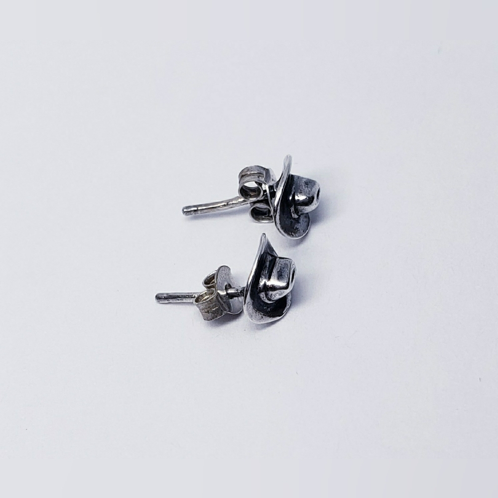 Cowboy Hat Shaped Sterling Silver Stud Earrings